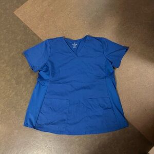 Med Couture Royal Blue V‑Neck Short Sleeve Scrub Top-MATERNITY